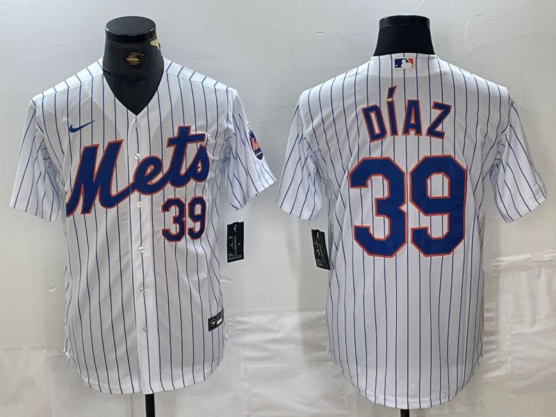 Men New York Mets #39 Diaz White Stripe 2024 Nike Game MLB Jersey style 1->green bay packers->NFL Jersey